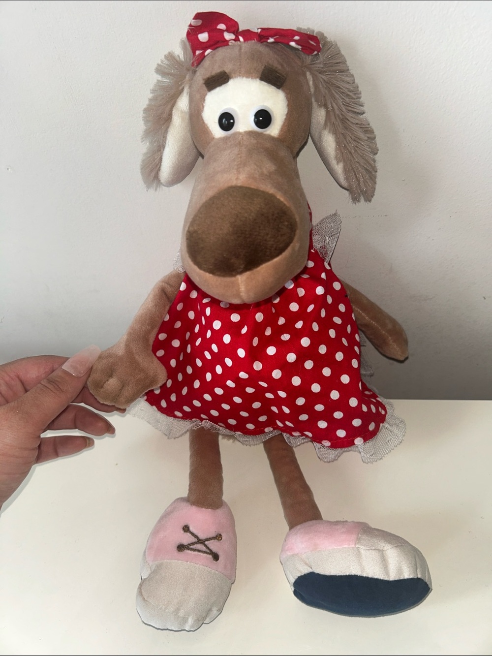 Maxitoys Luxury Plush Dog Doll in Red Polka Dot Dress nwot